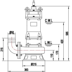 80C22.2 (WQAS 25-10-2.2) 50mm Dimensions