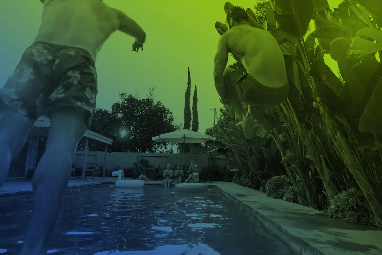 Swimming pool in summer